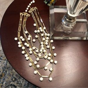 White Beaded Gold Chain